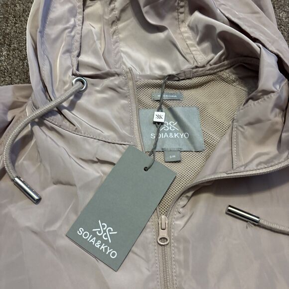 Soia & Kyo Women's Jacket Size S/M Pink Oaklynn Windbreaker Hood Vented Soia Kyo - Picture 3 of 11